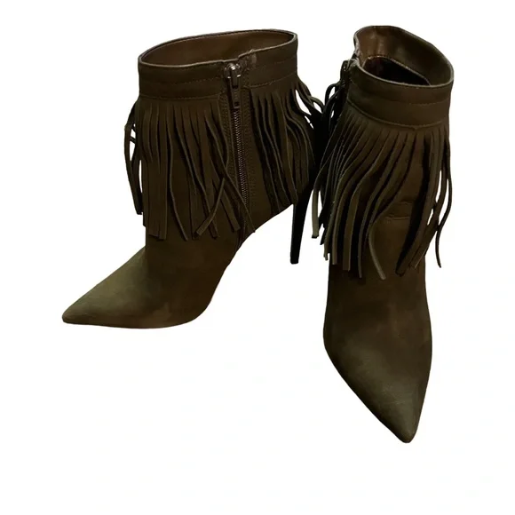Aldo Cirede-44 Khaki Green Cirede fringe ankle boot size 10 - Picture 3 of 5